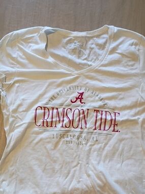 Russell Athletic White & Red Crimson Tide V-Neck Tee